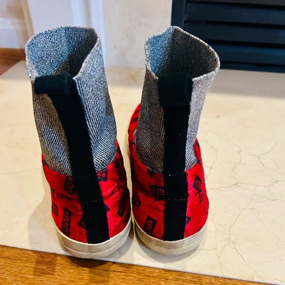 GOLDEN GOOSE DELUXE Red Velvet Pull On Socks Sneakers Size 8 fits 7.5 also - Picture 4 of 13